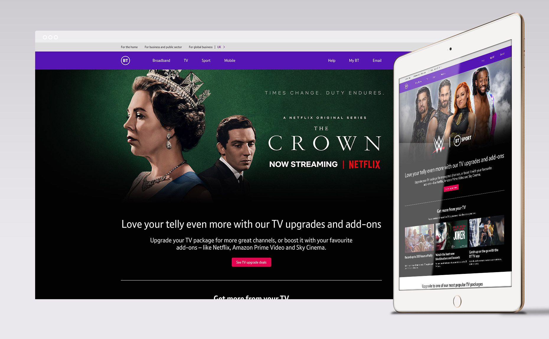 BT browser window and iPad