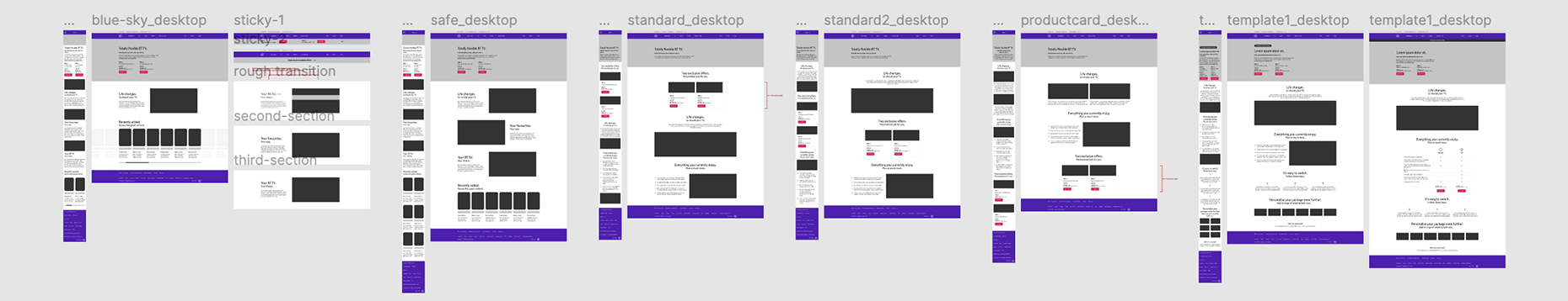 BT wireframes
