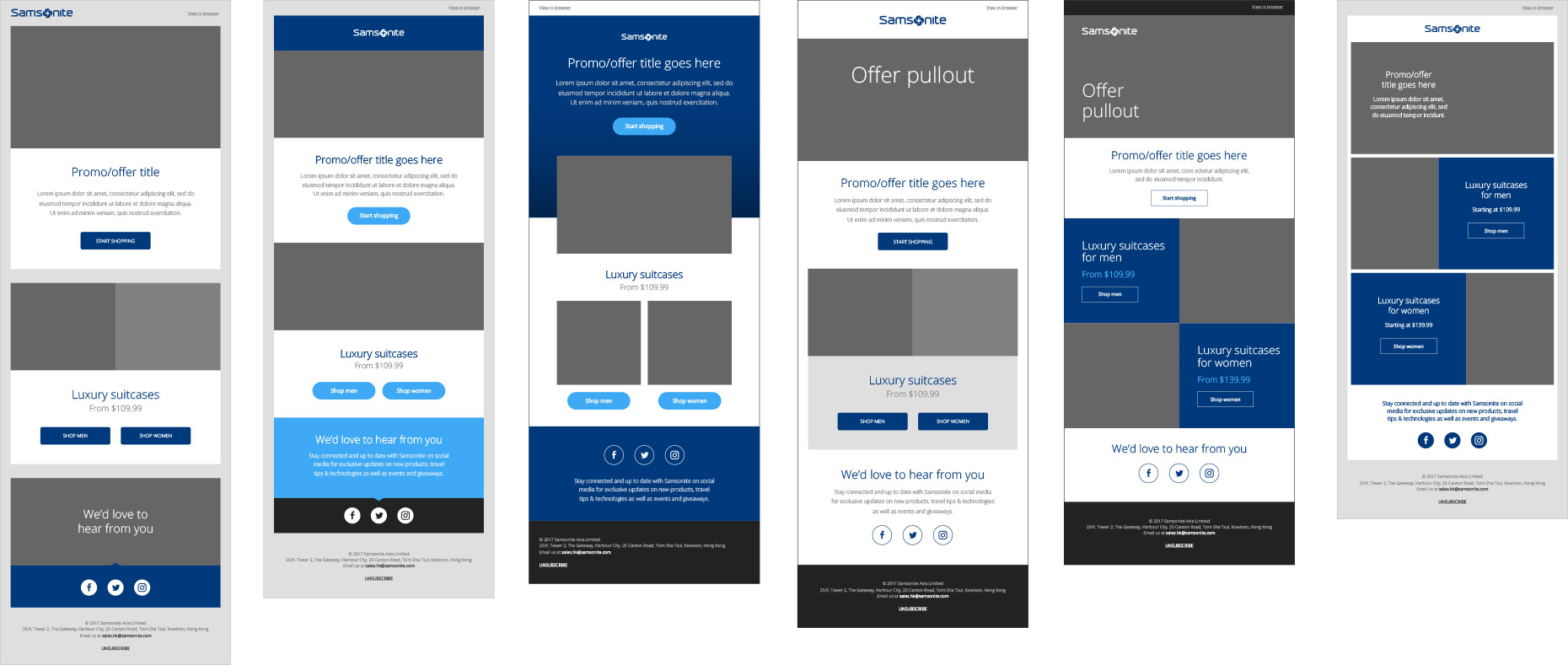 Samsonite wireframes